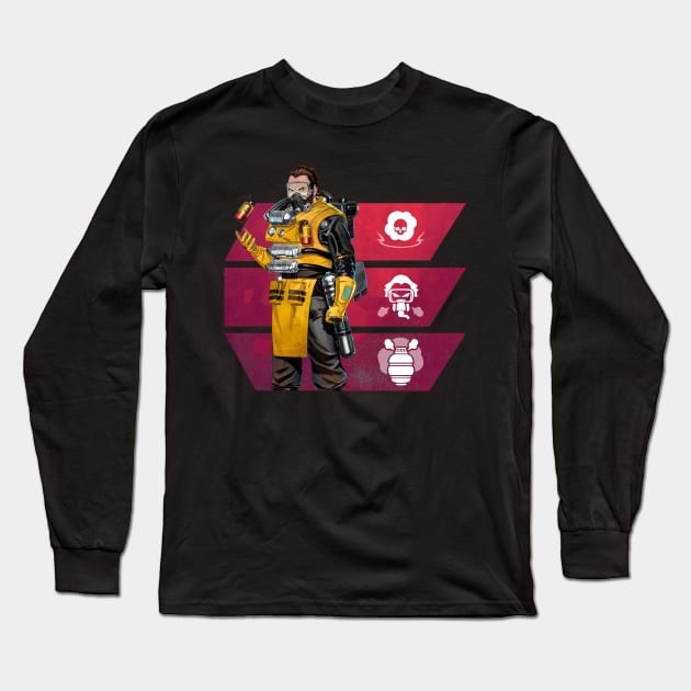 Caustic Apex Legends Long Sleeve T-Shirt by Paul Draw